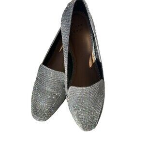 A NEW DAY  Belle Pointed Toe Slip-On Silver Sparkle Loafers Size 8